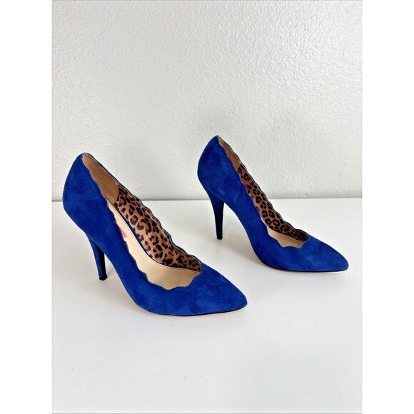 Betsey Johnson AA Very Giselle Blue Suede Platform Heels Pumps Women’s 8 - Picture 2 of 13